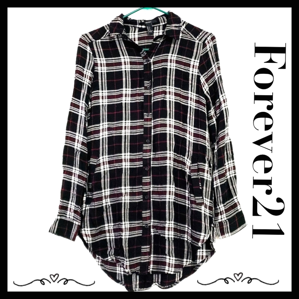 ♥️ $  3/$15 Forever21:Size:S/Flannel Bitton Down Shirt Dess